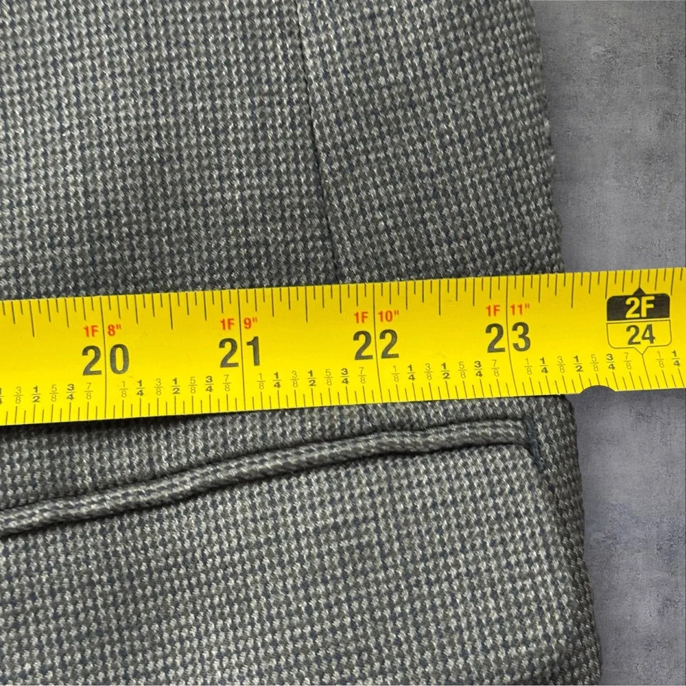 Chaps Mens Sport Coat 48R Olive Grey Micro Check Two Button Notch Lapel Blazer